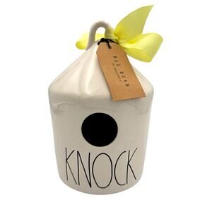 Rae Dunn KNOCK White Ceramic Round Birdhouse NEW House Decor Collectible